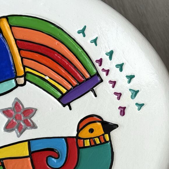 Fernando Llort Signed Art Ceramic Decor Plate Wall Deco Egyptian Bird 12" x 7" - Picture 5 of 7